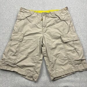 Vintage GAP 1969 Cargo Shorts Men's 35 Beige Adjustable Buckle Waist 12" Loose